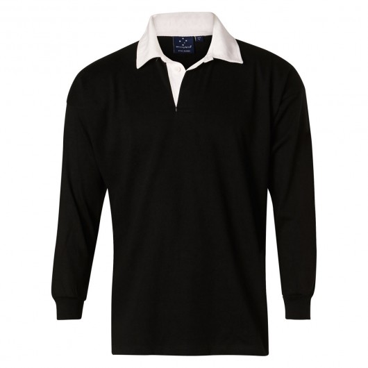 Black White Long Sleeve Rugby Tops